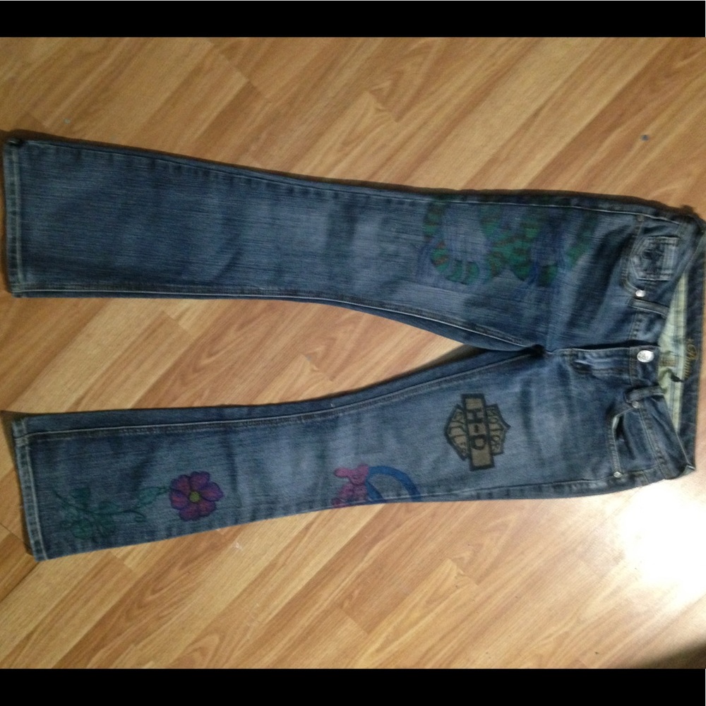 Uniquely designed boot cut jeans